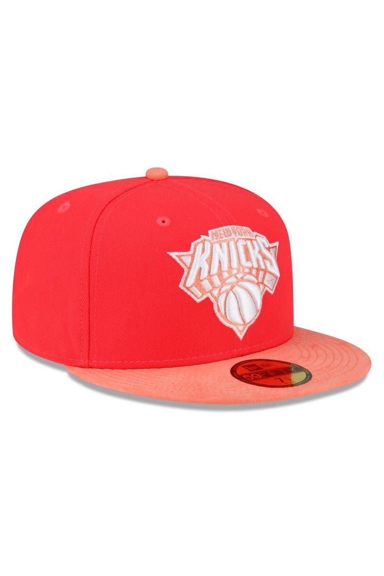 Men's New Era Red/Peach New York Knicks Tonal 59FIFTY Fitted Hat, Alternate, color, Red