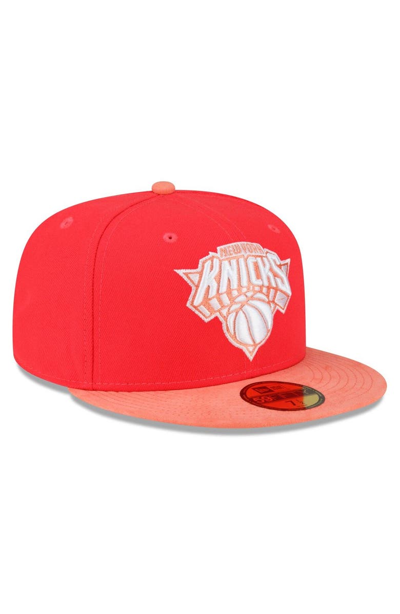 New Era Men's New Era Red/Peach New York Knicks Tonal 59FIFTY Fitted Hat, Alternate, color, 