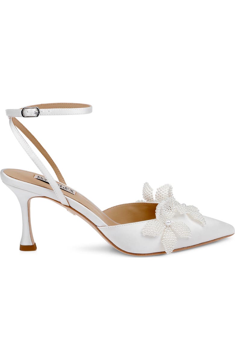 Badgley Mischka Collection Whitman Ankle Strap Pointed Toe Pump, Alternate, color, White Satin