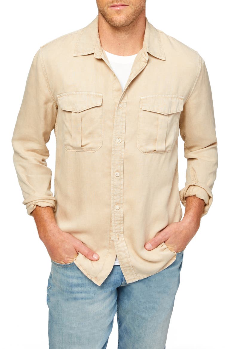 Military Button-Up Shirt, Main, color, TAN