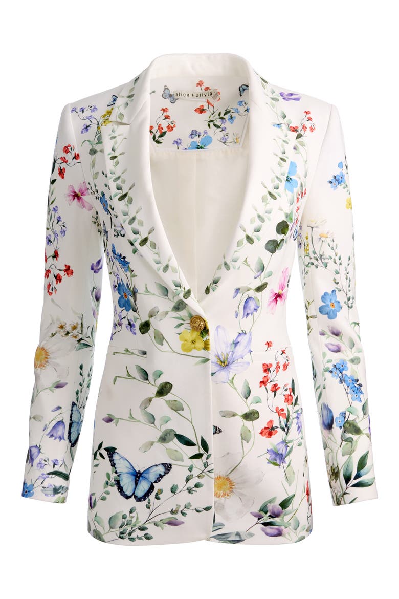 Breann Floral Print Blazer, Alternate, color, TWISTING VINES OFF WHITE