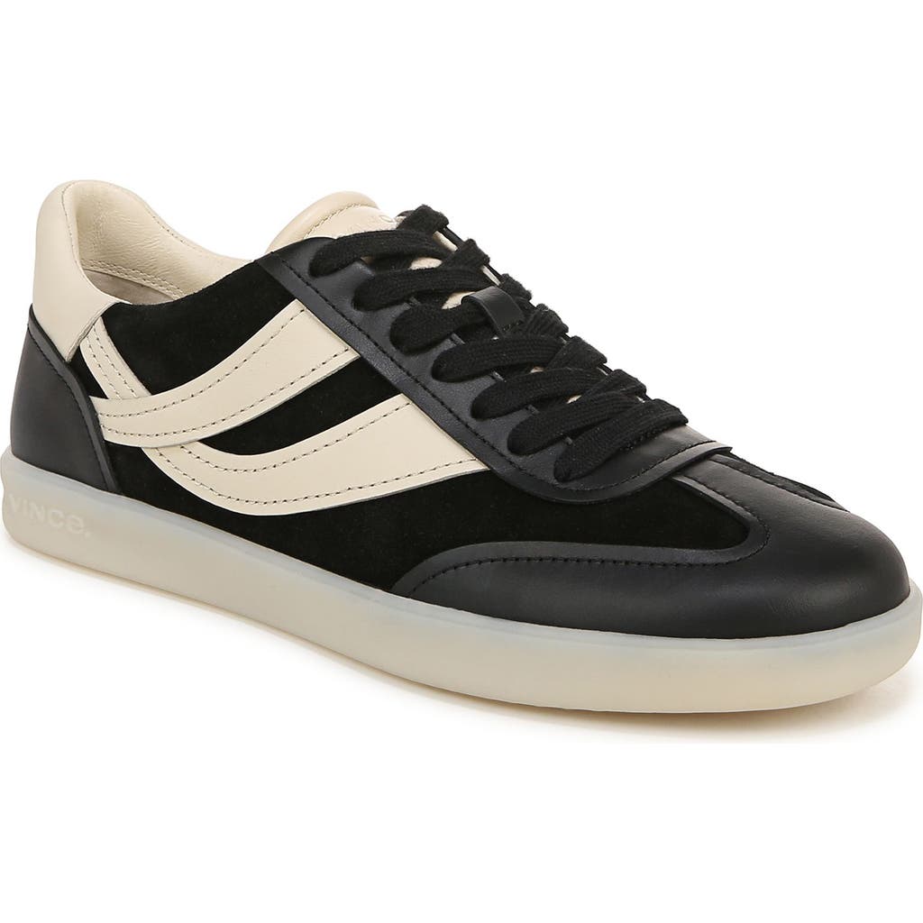 Vince Women's Oasis Ii Moonlight Contrast Low Top Suede & Leather Sneakers In Black New