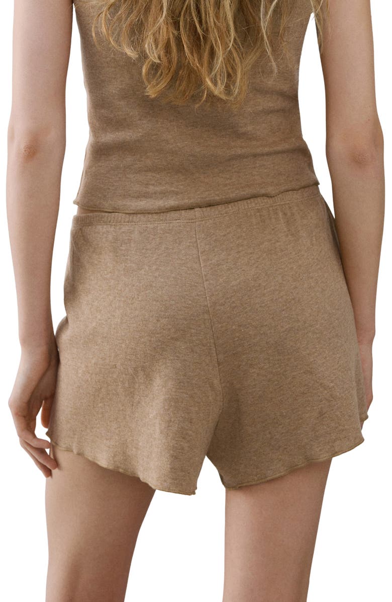 MANGO Cotton Blend Pajama Shorts, Alternate, color, Medium Brown