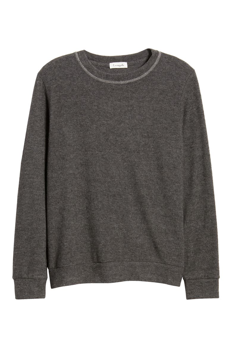 Crewneck Long Sleeve Top, Alternate, color, CHARCOAL