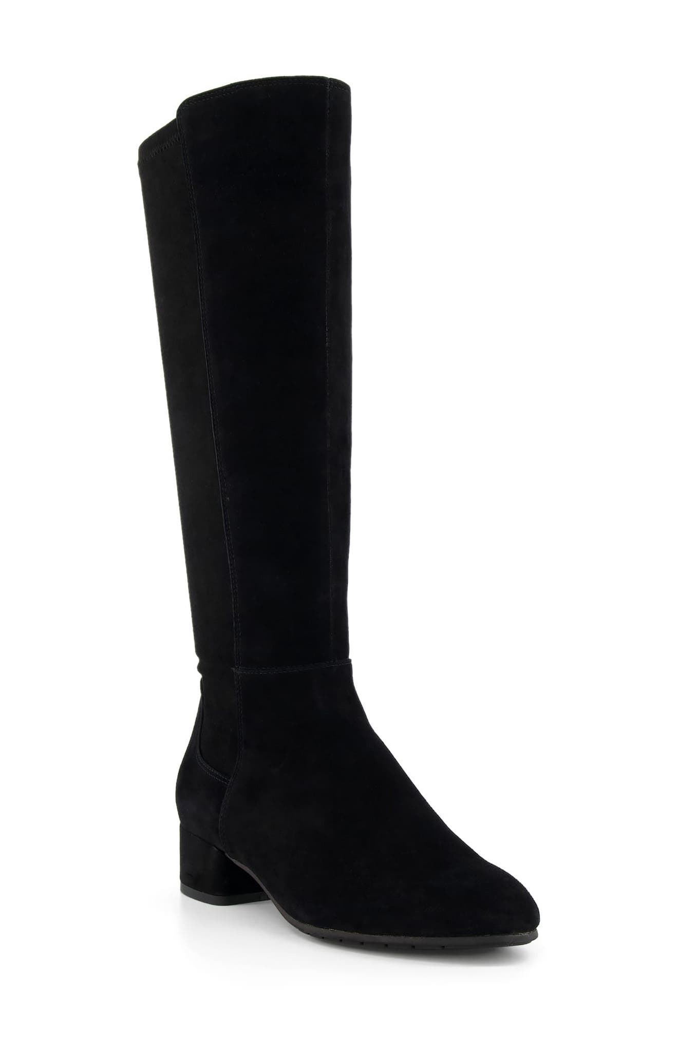 Dune London Tayla Knee High Boot, Main, color, Black Suede