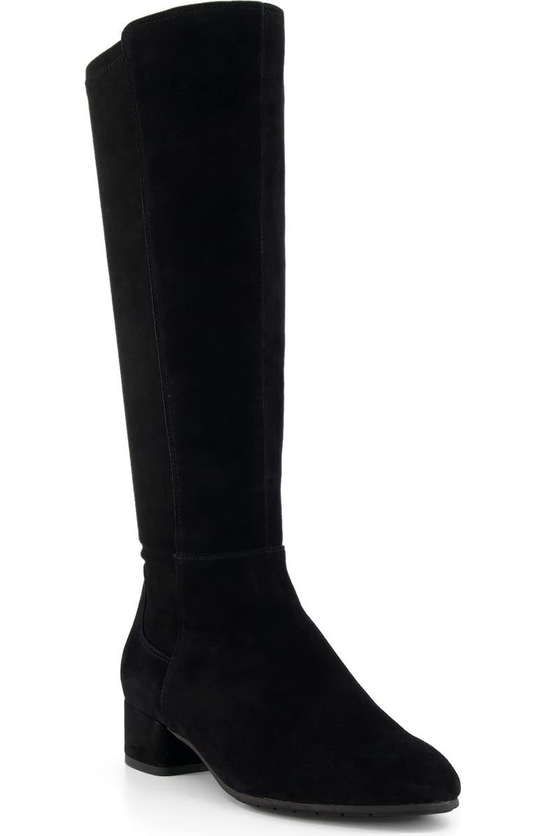 Dune London Tayla Knee High Boot, Main, color, Black Suede
