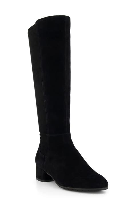 Black suede knee high boots online