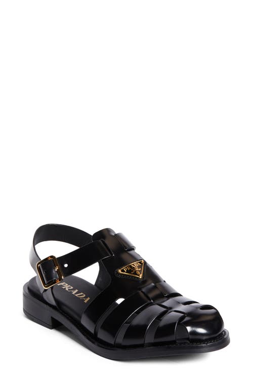 Prada Logo Fisherman Sandal In Nero