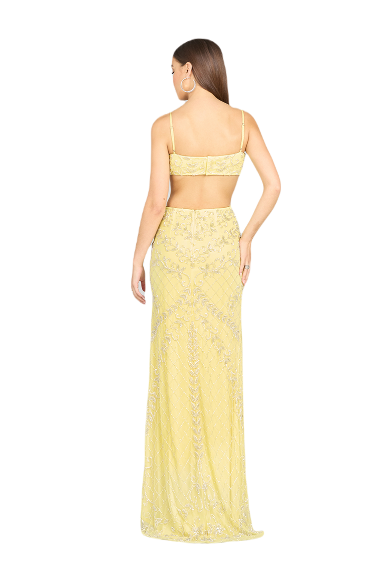 Countess Beaded Gown, Alternate, color, Lemon