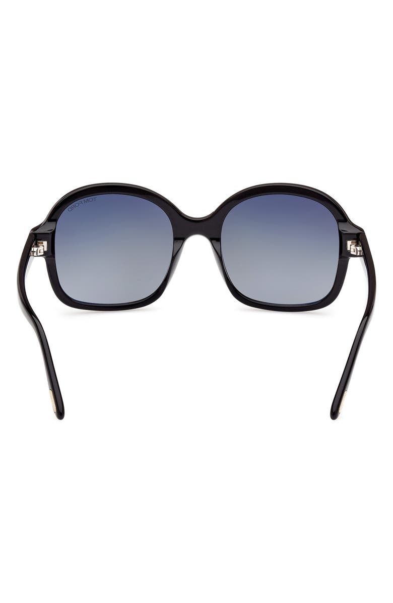 TOM FORD Hanley 57mm Gradient Butterfly Sunglasses, Alternate, color, Shiny Black / Gradient Smoke