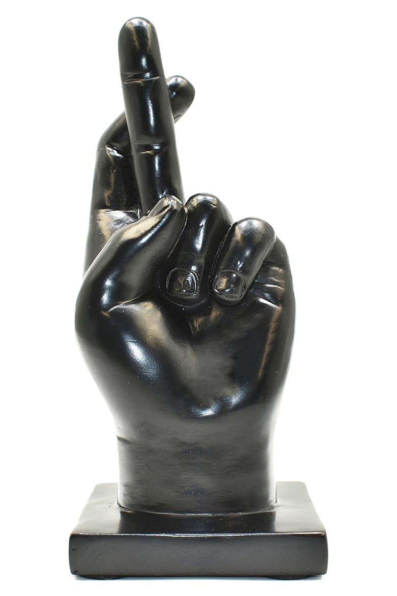 Fingers Crossed Sculpture, Main, color, BLACK