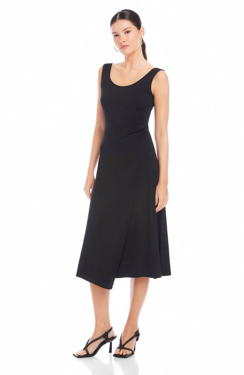 FIFTEEN TWENTY Shari Side Shirred Midi Dress, Alternate, color, Black