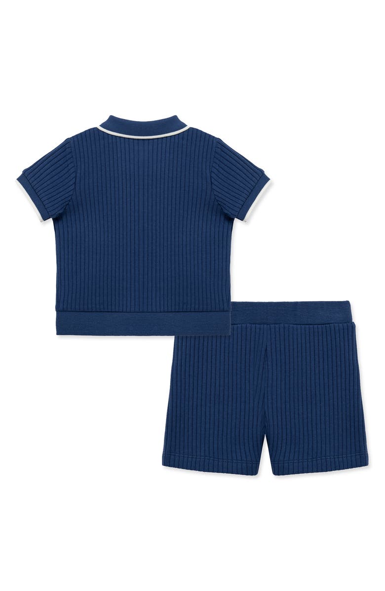 Little Me Polo & Shorts Set, Alternate, color, Navy