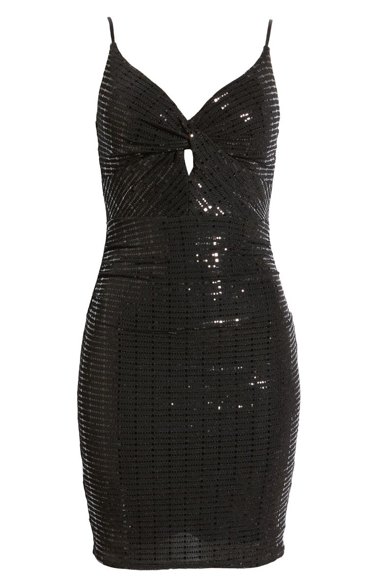 LNL Sequin Knot Front Body-Con Minidress, Alternate, color,