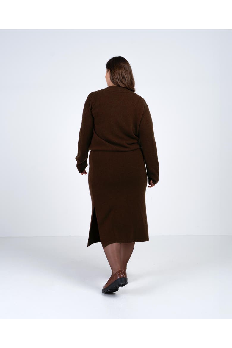 Josie Merino Knitted Midi Skirt, Alternate, color, Bitter Chocolate
