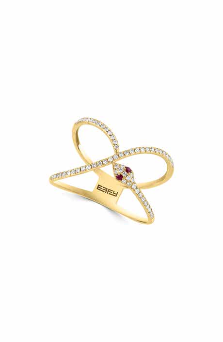 Gold Plate Diamond & Ruby Serpent Ring