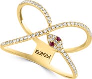 EFFY Gold Plate Diamond & Ruby Serpent Ring