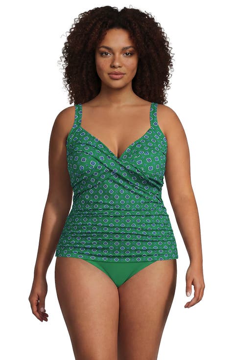 Plus Size Sweetheart Wrap Underwire Tankini Top