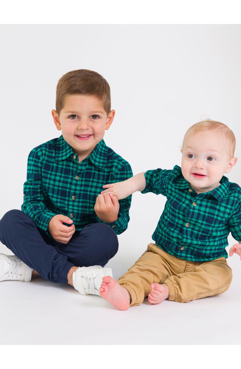 RuggedButts Baby Boys Long Sleeve Button Down Shirt, Alternate, color, Hayden Plaid