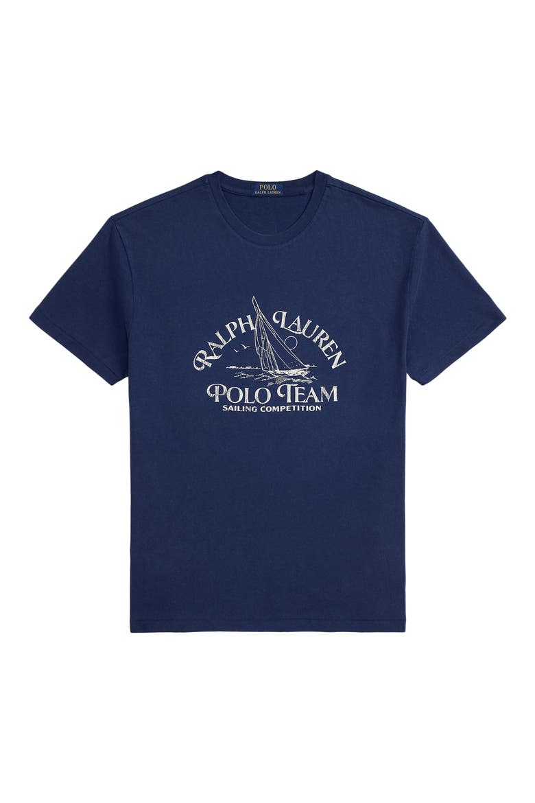 Classic Fit Polo Team Cotton Graphic T-Shirt, Alternate, color, DARK COBALT