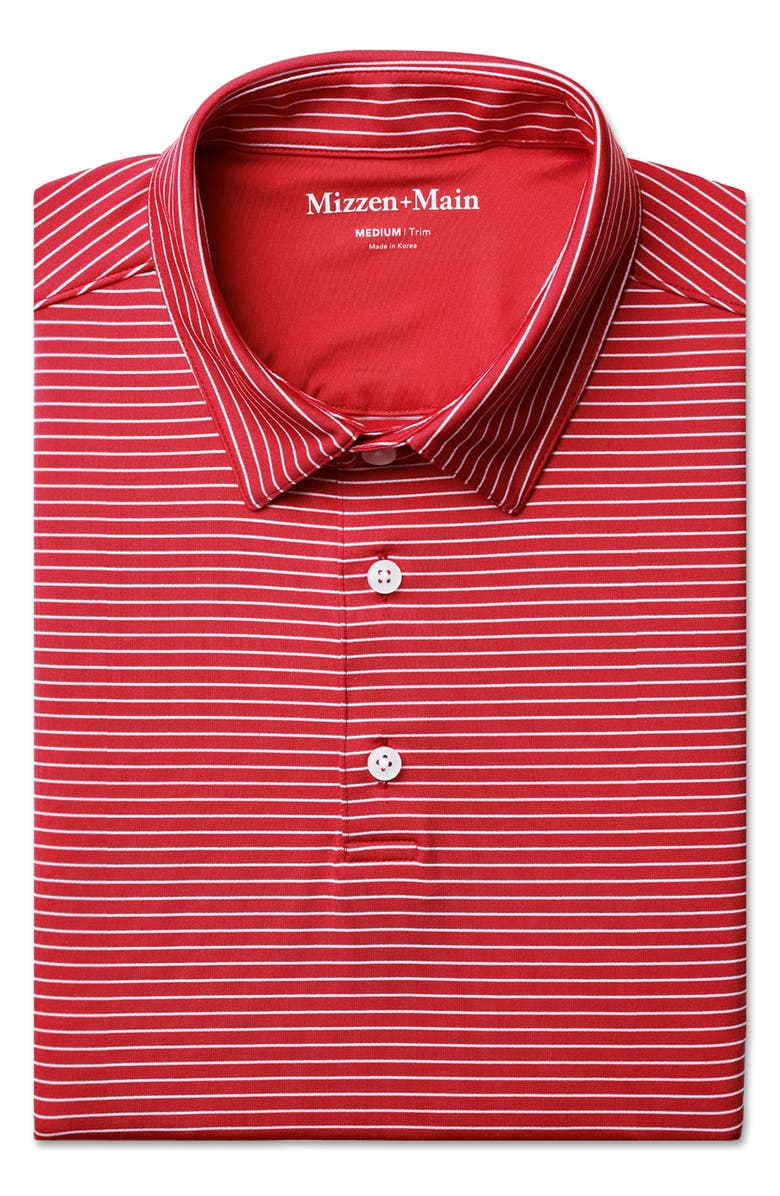 Mizzen+Main Versa Trim Fit Stripe Performance Polo, Alternate, color, Crimson Alternating Stripe