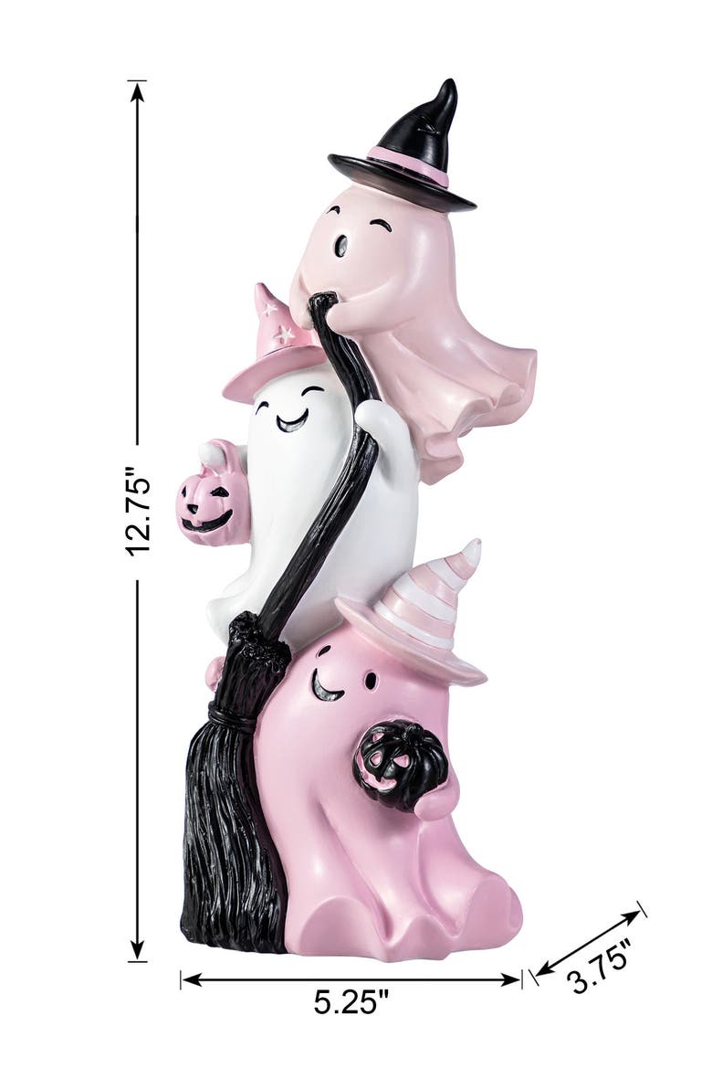 Halloween Polyresin Stacked Ghost Table Decor, Alternate, color, Pink