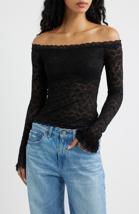 Mochapella Lace Off the Shoulder Top