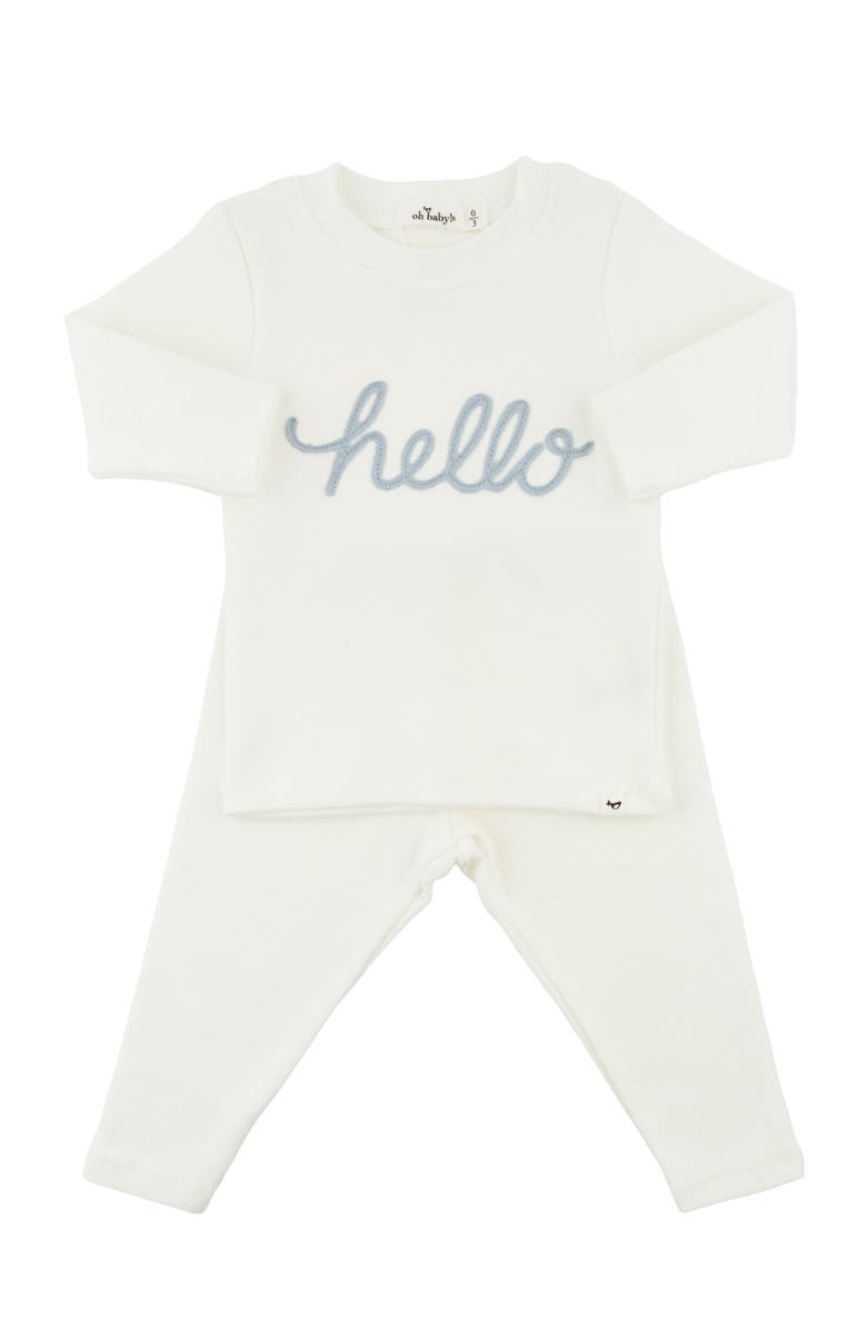 oh baby! "hello" Fog Embroidered Two Piece Set, Main, color,