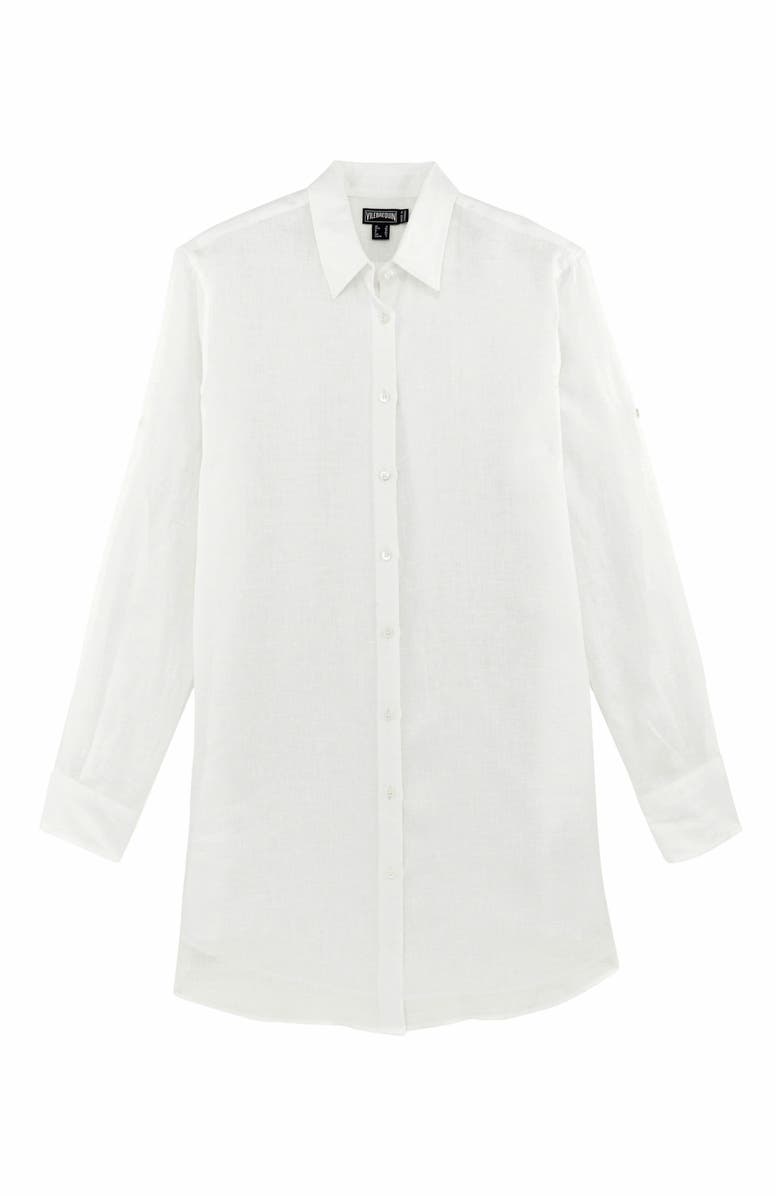 Vilebrequin Women's Solid Linen Shirt Dress, Alternate, color, Blanc