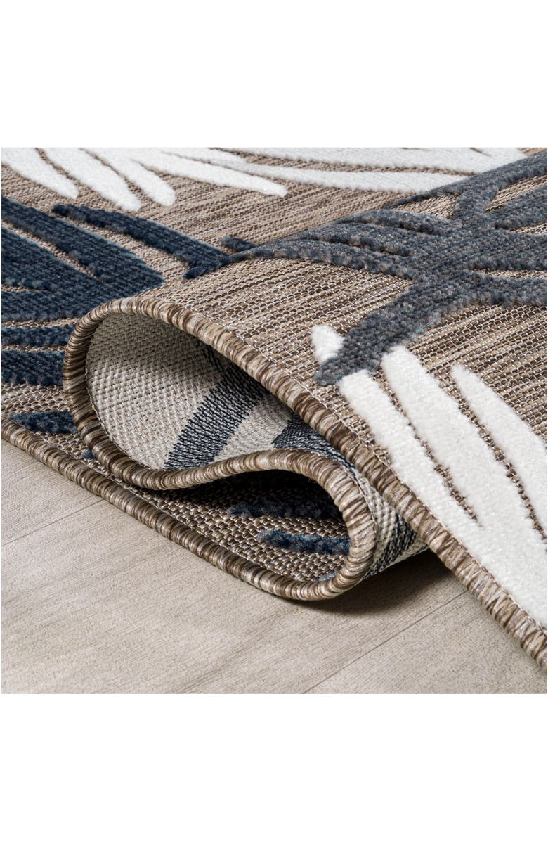 JONATHAN Y Montego High-Low Tropical Palm Indoor/Outdoor Area Rug, Alternate, color, Brown/Navy/Ivory