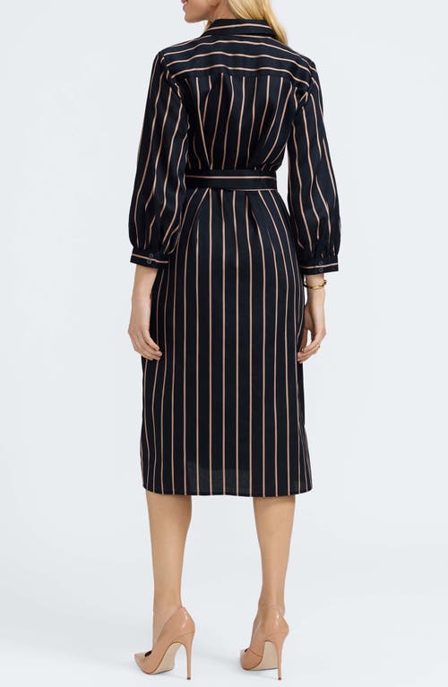 Foxcroft Esther Stripe Cotton Shirtdress In Black