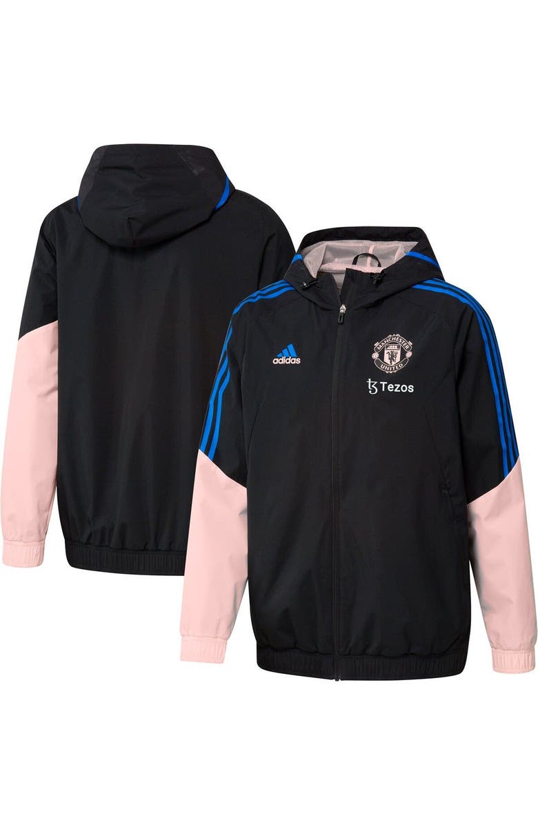 adidas Men's adidas Black Manchester United Training All-Weather Raglan Full-Zip Hoodie Jacket, Main, color, Black