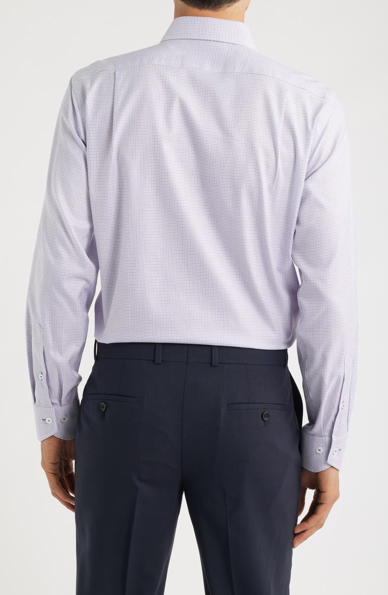 Lorenzo Uomo Trim Fit Mini Grid Textured Cotton Dress Shirt, Alternate, color, White/ Purple