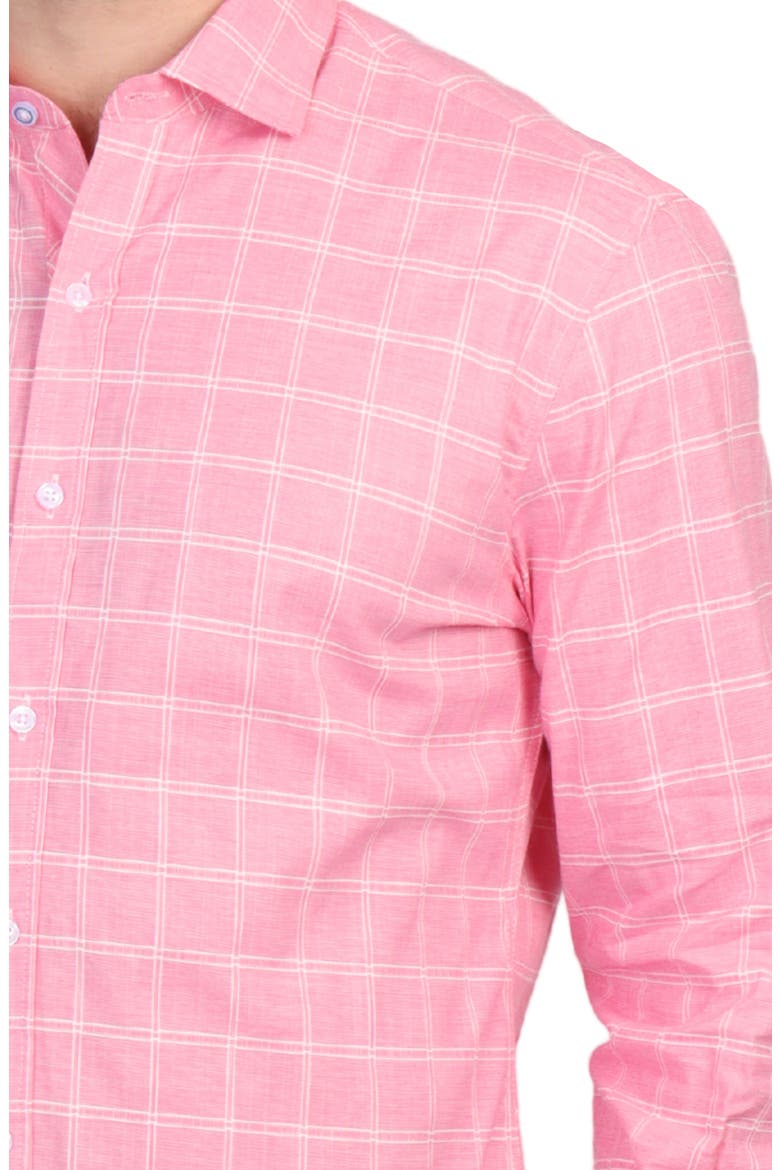 Windowpane Stretch Cotton Button Down Shirt, Alternate, color, SUNWASHED RED
