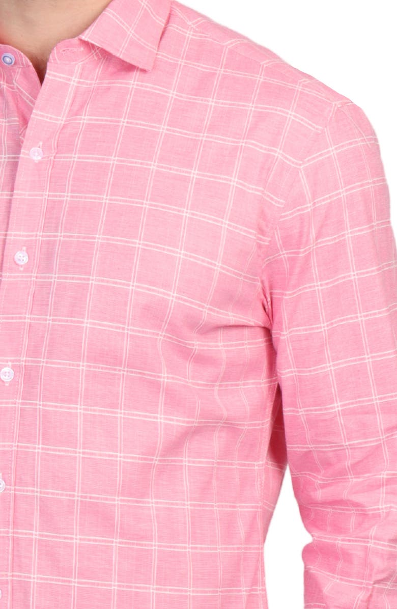 TailorByrd Windowpane Stretch Cotton Button Down Shirt, Alternate, color, Sunwashed Red