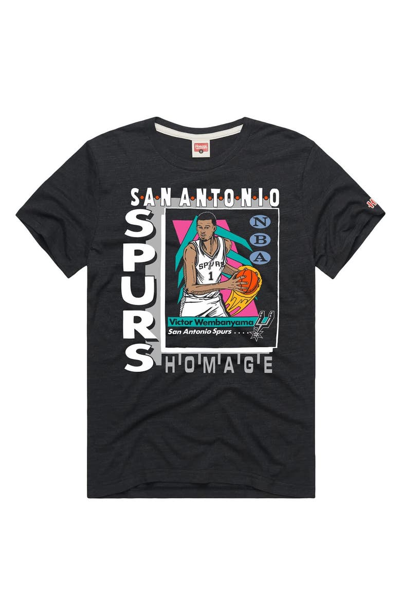Homage Unisex Homage Victor Wembanyama Charcoal San Antonio Spurs Topps Trading Card Tri-Blend T-Shirt, Main, color, Charcoal