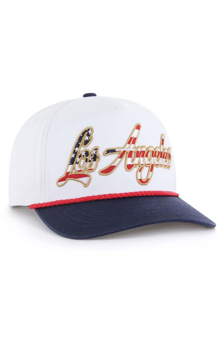 Men's '47 White Los Angeles Dodgers Patriotic Overhand Hitch Adjustable Hat, Alternate, color, White