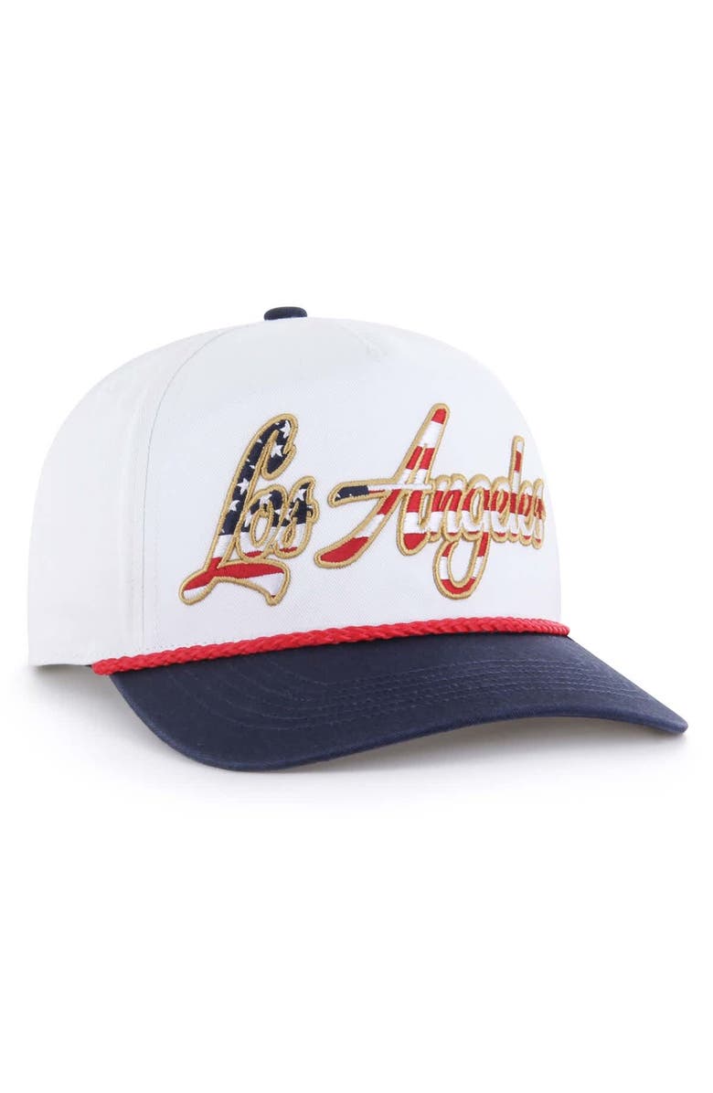 '47 Men's '47 White Los Angeles Dodgers Patriotic Overhand Hitch Adjustable Hat, Alternate, color, White