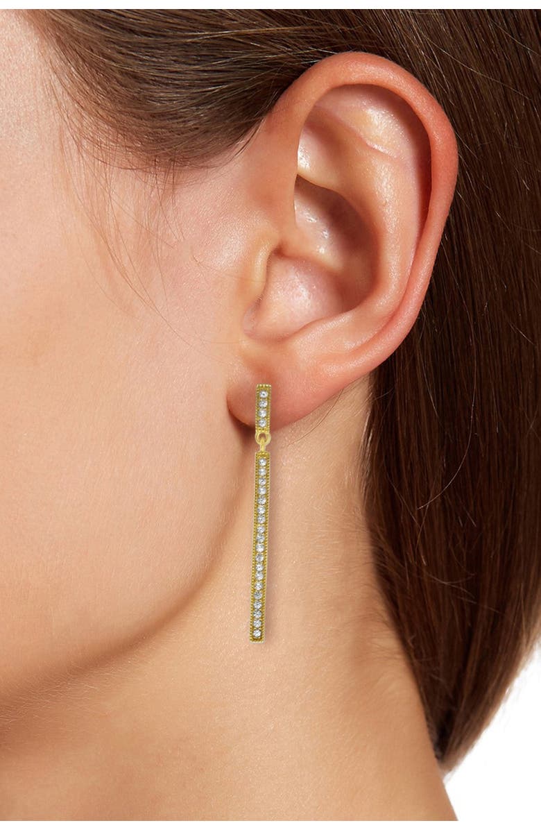 SAVVY CIE JEWELS 18K Gold Vermeil Linear CZ Drop Earrings, Alternate, color, Gold