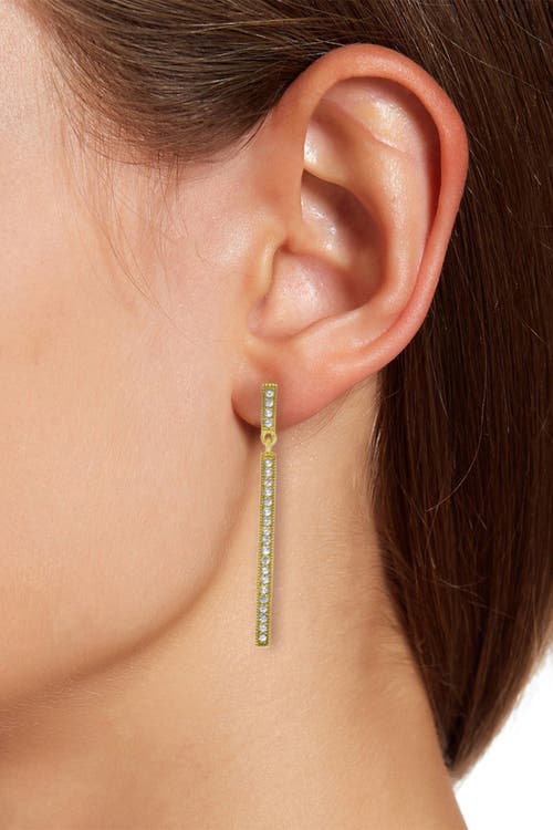 Savvy Cie Jewels 18k Gold Vermeil Linear Cz Drop Earrings In Gold