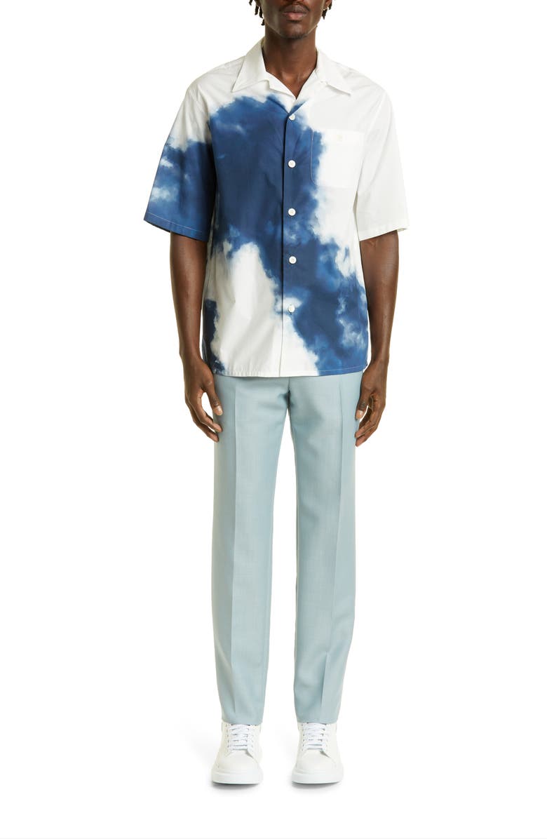 McQueen Men's Sky Print Short Sleeve Button-Up Camp Shirt, Alternate, color,