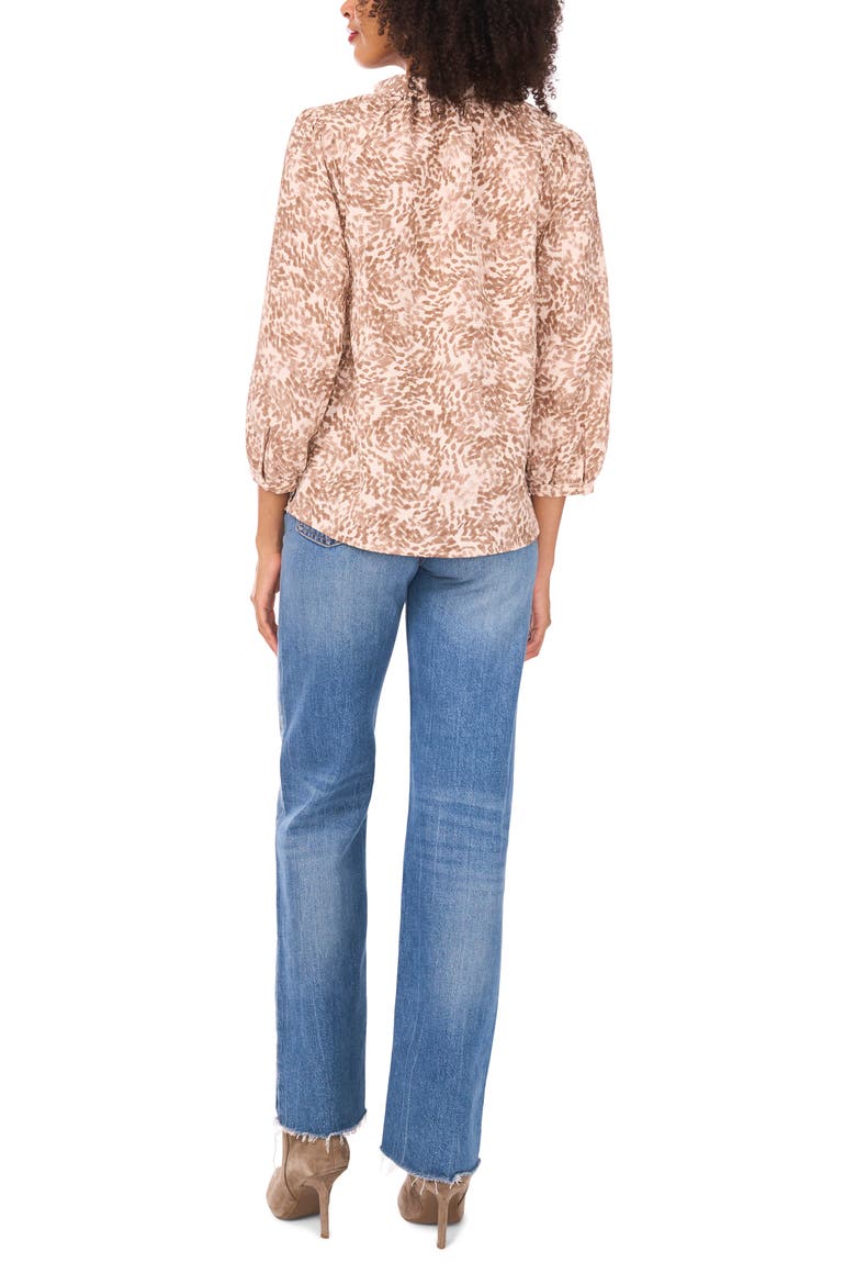 Tie Neck Peasant Top, Alternate, color, CAMEL
