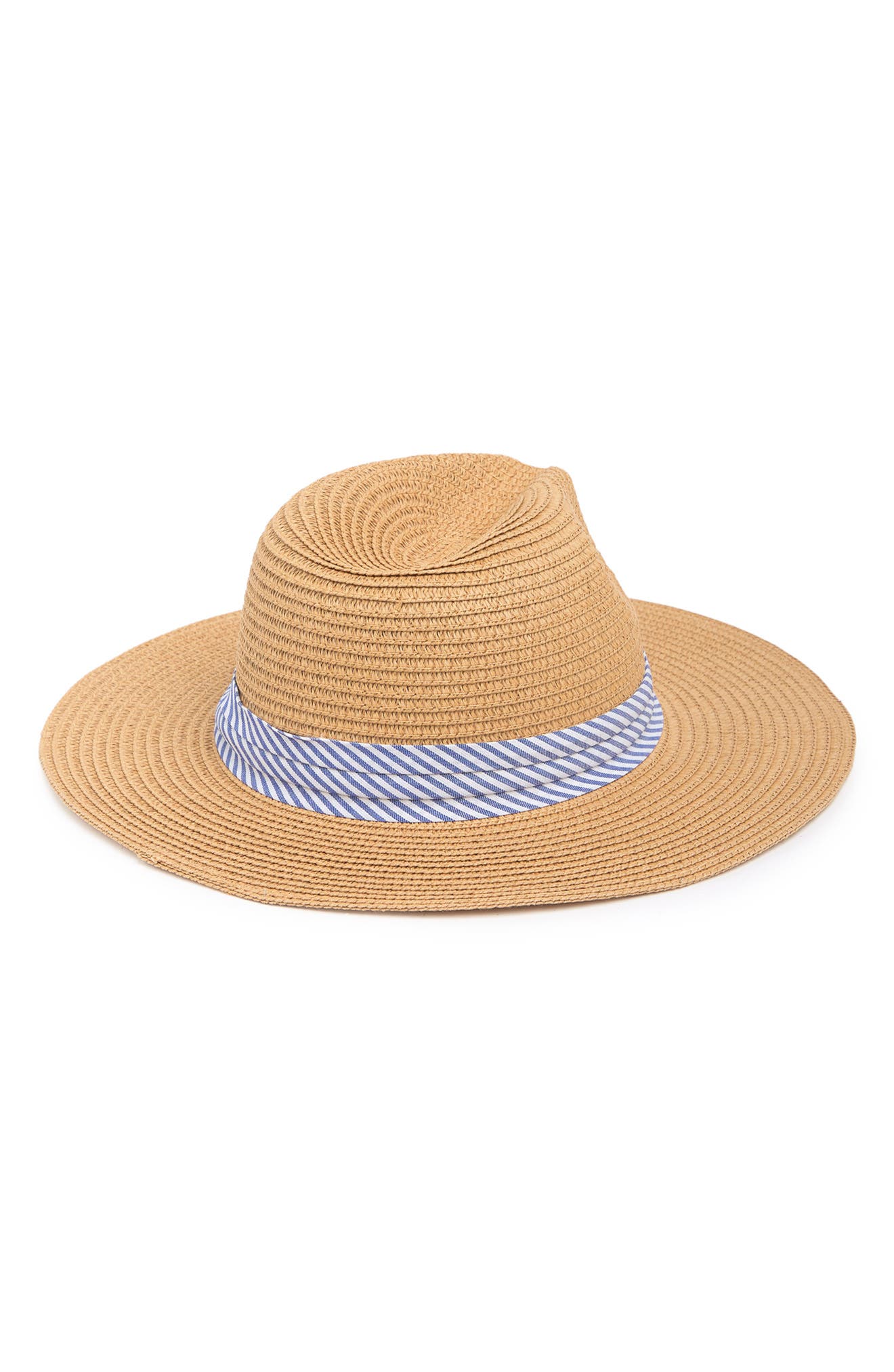 Lulla Collection by Bindya Stripe Trim Straw Fedora | Nordstromrack