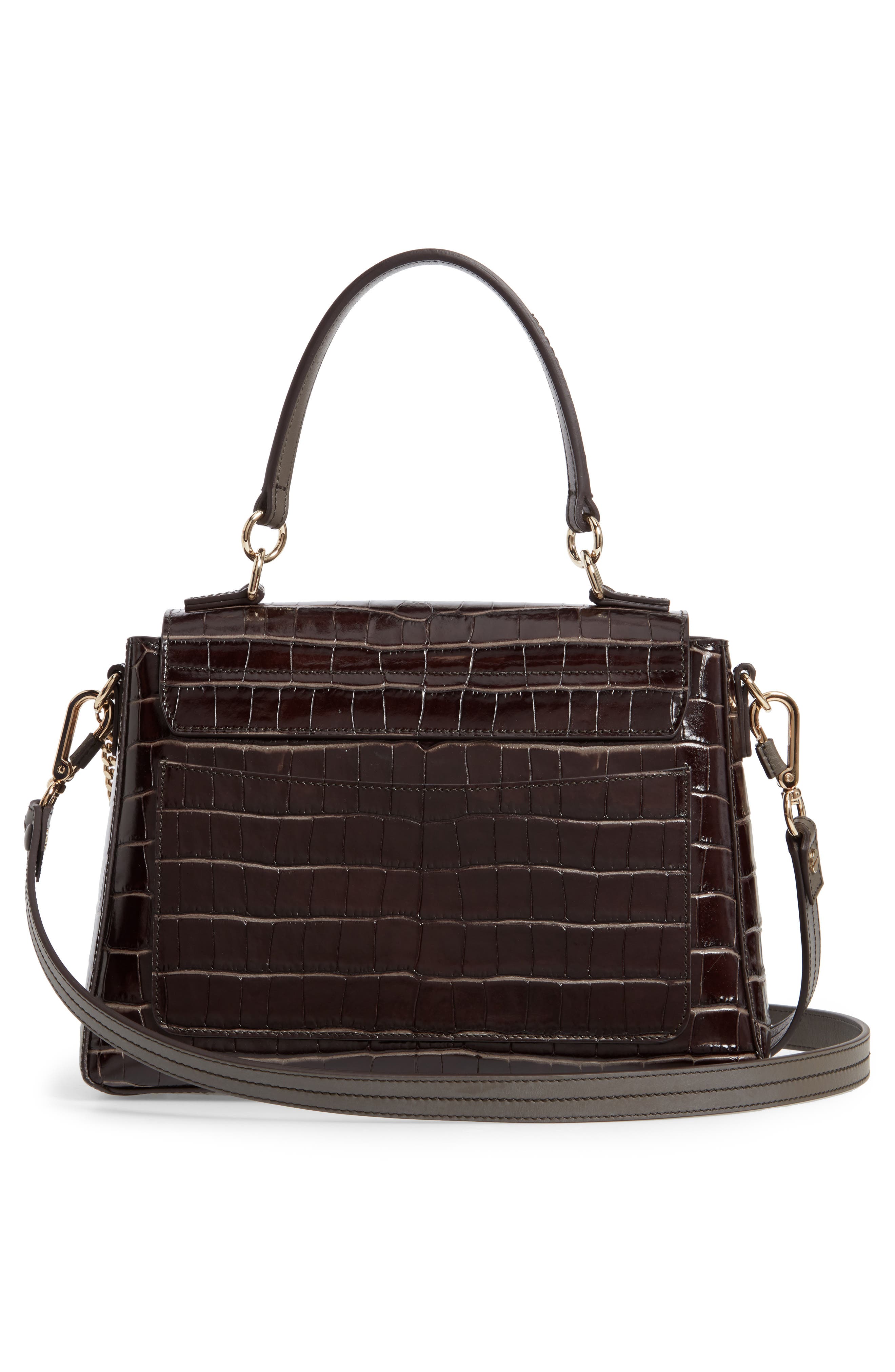 Chloé Medium Faye Day Croc Embossed Leather Shoulder Bag, Alternate, color, 