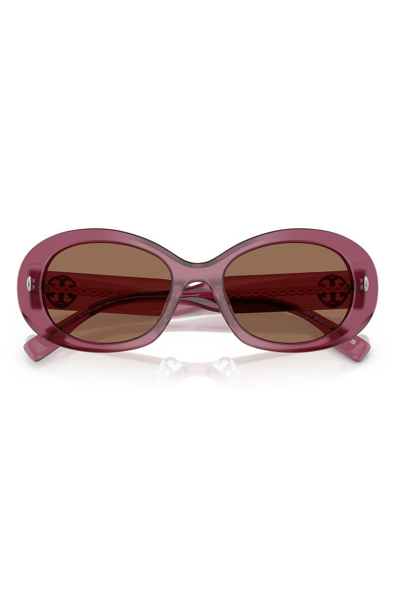 Tory Burch 53mm Oval Sunglasses, Alternate, color, Red