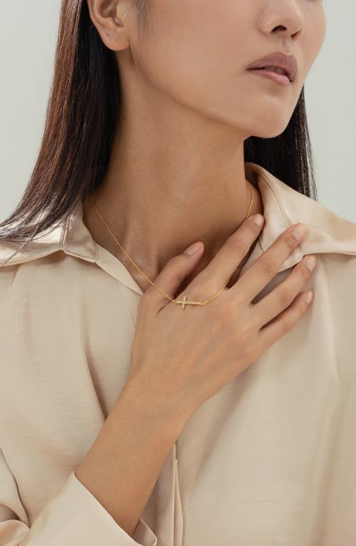 Bearfruit Jewelry Sterling Silver 18k Gold Plated Horizontal Cross Necklace Holiday Gift Idea In Gold