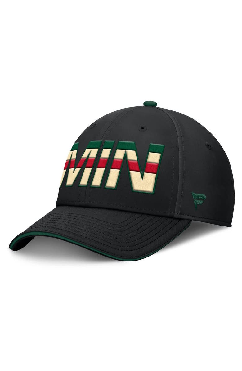 FANATICS Men's Fanatics Black/Green Minnesota Wild Authentic Pro Rink Team Code Flex Hat, Main, color, Black