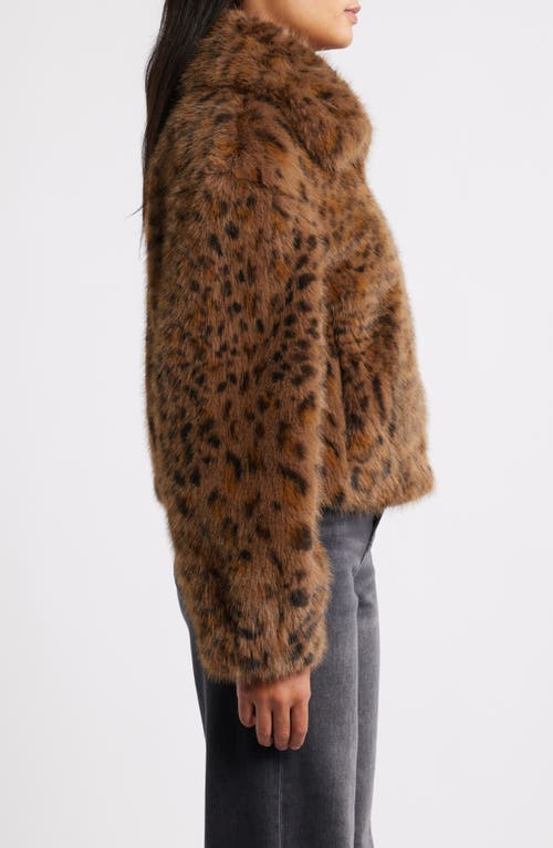 Bcbg Cropped Faux Fur Jacket In Brown