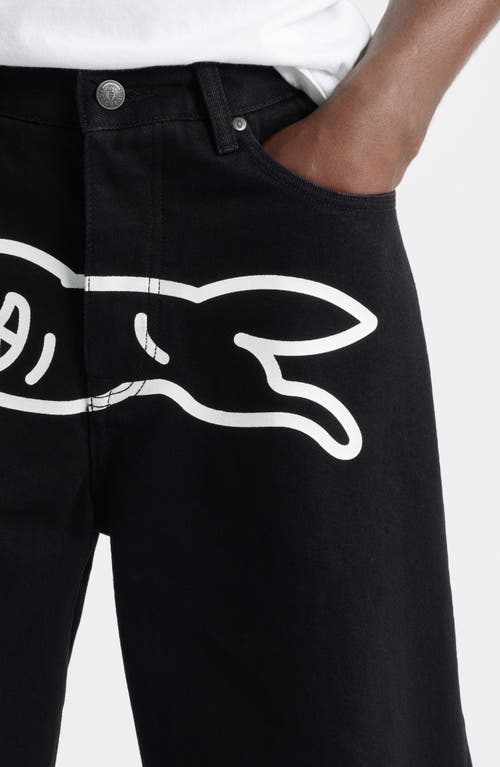 Icecream Ice Cream Running Dog Denim Shorts In Black