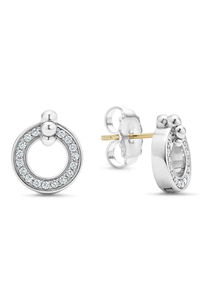 Caviar Spark Diamond Open Circle Stud Earrings, Alternate, color, DIAMOND/ SILVER